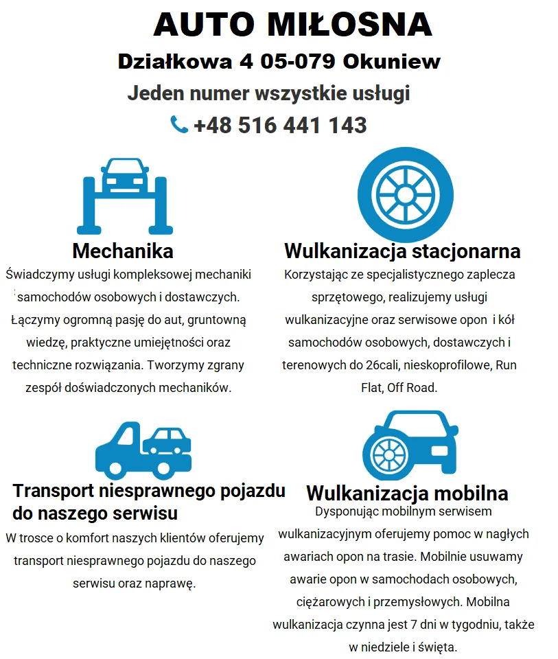 zdjęcie przedstawiające Auto Miłosna mechanika pojazdowa i wulkanizacja
