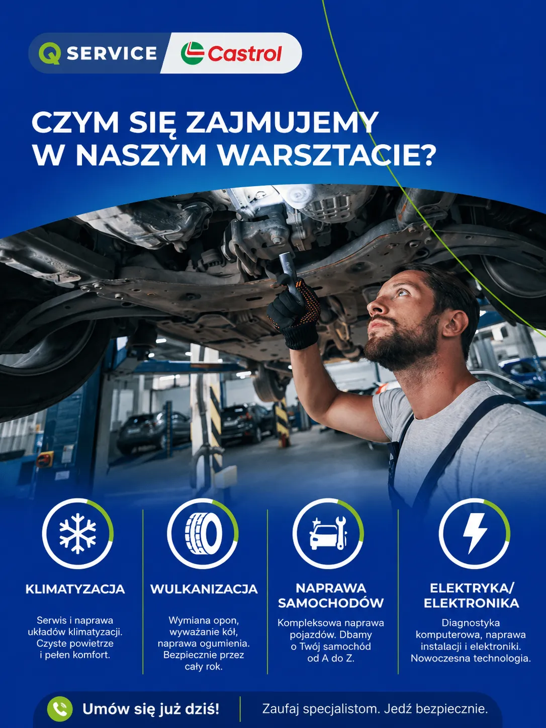 zdjęcie przedstawiające MOTO-CAR Rzeszów Qservice Castrol, Warsztat Samochodowy, Wulkanizacja, Klimatyzacja 