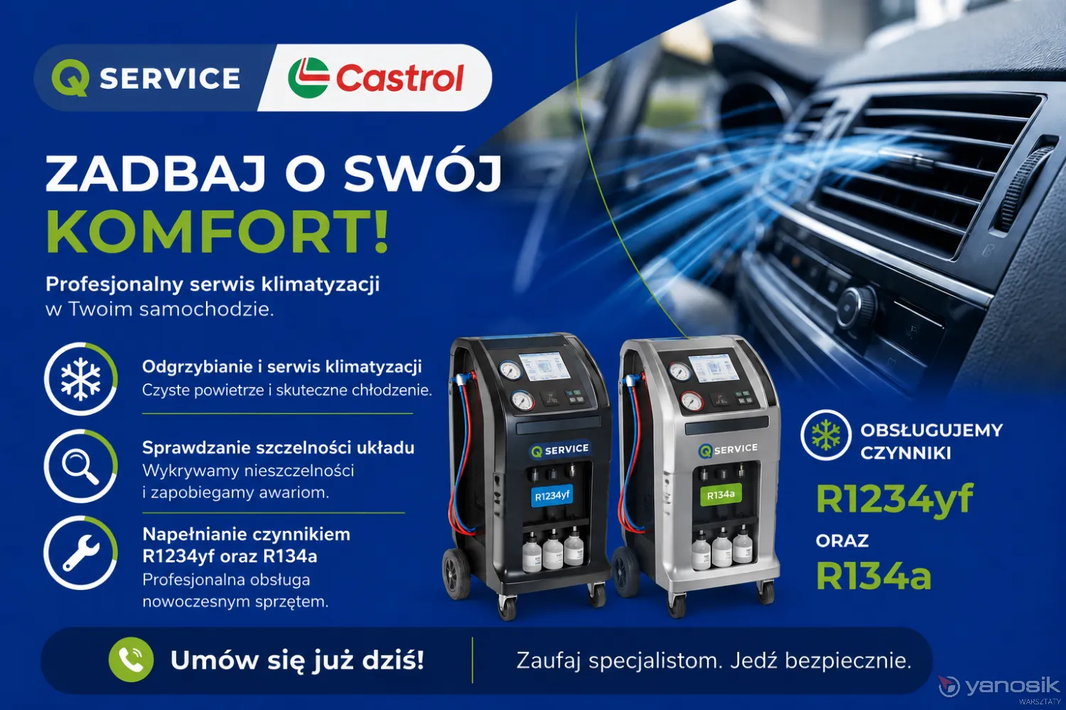 zdjęcie przedstawiające MOTO-CAR Rzeszów Qservice Castrol, Warsztat Samochodowy, Wulkanizacja, Klimatyzacja 